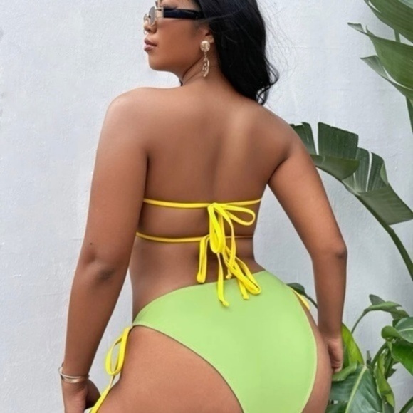 NWT Plus Ruched tie side bandeau bikini swimsuit​ - Picture 2 of 3